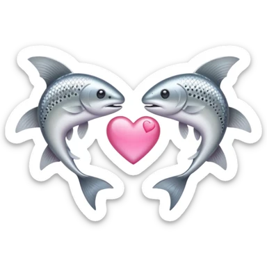 two trouts with a heart between them sticker