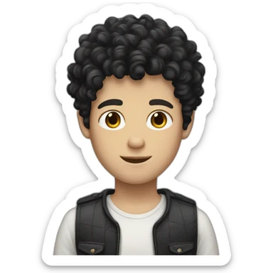 Tall white boy with curly black hair sticker