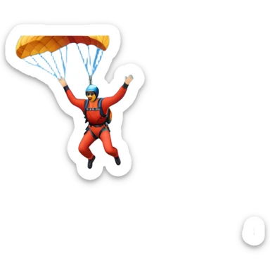 A base jumper soaring through the sky, with a parachute deployed, gliding over a dramatic cliffside or tall building. The background showcases a vast landscape below, with clouds and open skies, emphasizing the adrenaline and freedom of the sport sticker