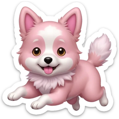 pink girly dog jumping in the air sticker