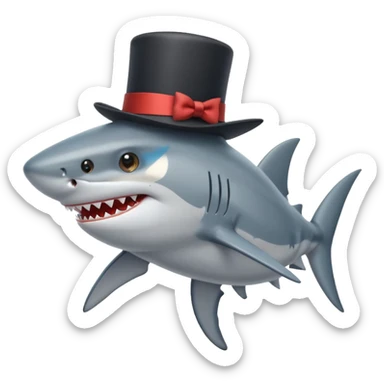 Shark with a top hat sticker