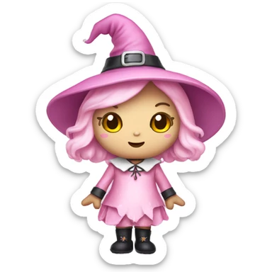 Hello kitty in light pink witch costume  sticker