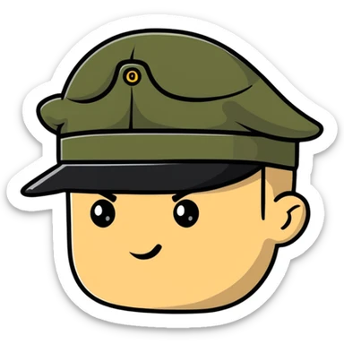 rear view of military personnel wearing a cap or hat sticker