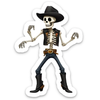 A dancing skeleton cowboy  sticker