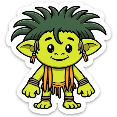Black troll with dreads sticker