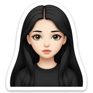 Girl with black and long hair with aesthetic clothes and with aesthetic makeup  sticker