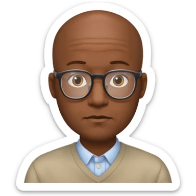 Balding black man with glasses sticker