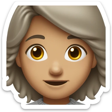 smiling girl gap in front teeth brown hair in grey sweater sticker