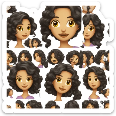 mujer morena cabello largo negro y lacio sticker