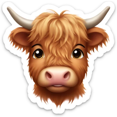 Cute baby highland cow hearts sticker
