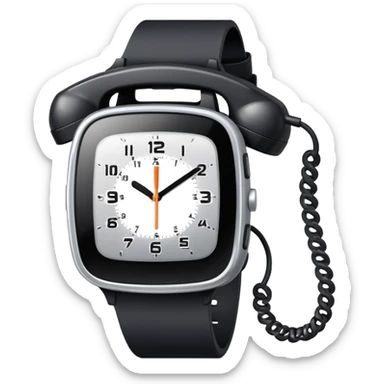 telephone positioned directly under a wristwatch sticker