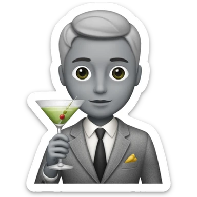 a pile of dust holding a martini sticker