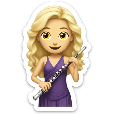 une joueuse de flute traversière avec cheveux blonds sticker