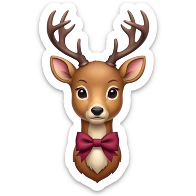 Standing deer with maroon bow  sticker