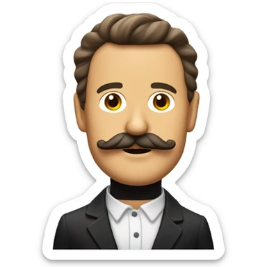 señor con bigote pelo rizado cafe sticker