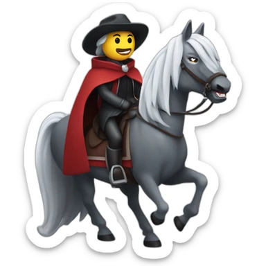 Un vampire qui monte sur un cheval blanc qui porte une écharpe sticker