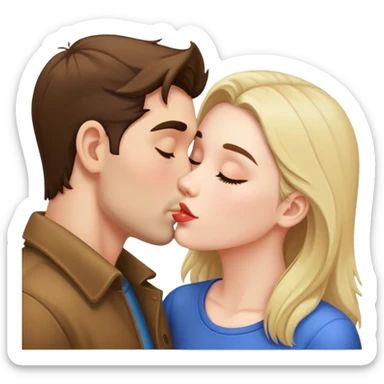 Male and female kissing while there though is out  sticker