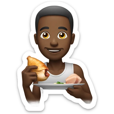 African man eating chicken sticker