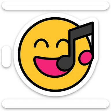 BLACKPINK-inspired emoji with black and pink music note, playful and energetic style sticker