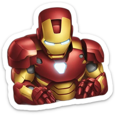 iron man working in a MacBook  sticker