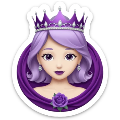 Purple shadow rose silver circle plaque with silver tiara sticker