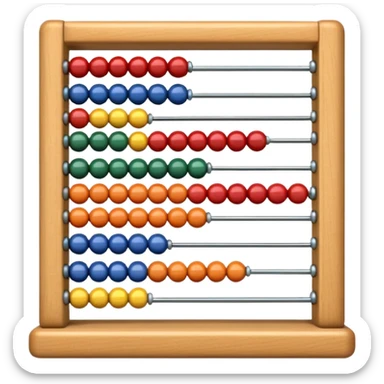 Generate 6 unique emoji-style icons of different abacus designs showing counting beads, wooden frames, and educational math tools. sticker