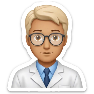 white man scientist photorealistic sticker