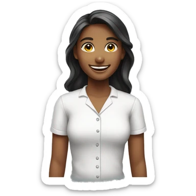 smiling girl in white shirt sticker
