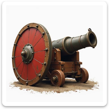 realistic illustration of Arsenal-style cannon and shield sticker