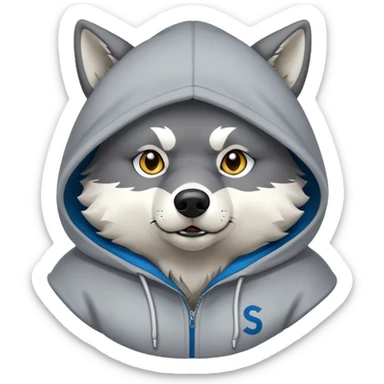 fat sigma wolf in a hoody that says “adam” sticker