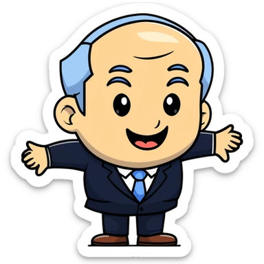 Benjamin Netanyahu shaking his head and laughing sticker