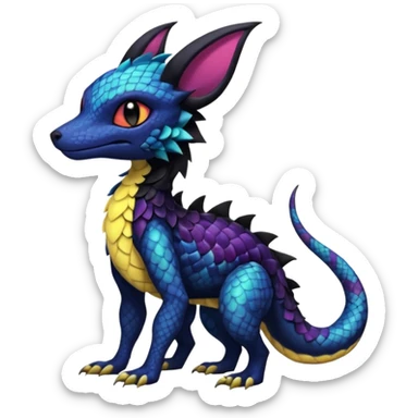 Anthropomorphic Scaley Exotic Salandit-Noibat-Umbreon-Fakémon-hybrid-creature (full body)  sticker