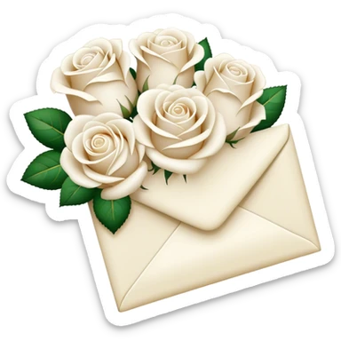 Ivory-colored love letter and a bouquet of white and pearl roses  sticker