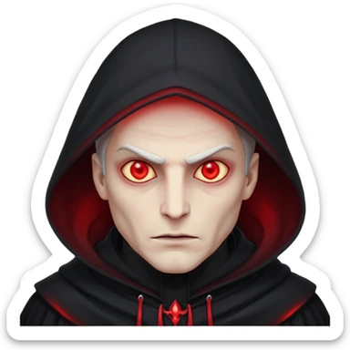 Evil, shadowie Male lord with Red glowing eyes and hood sticker