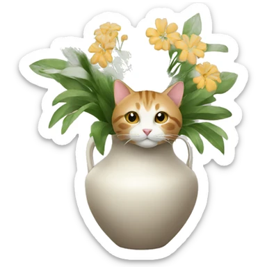 a cat in a vase sticker