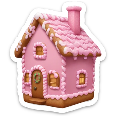 Pink gingerbread house sticker