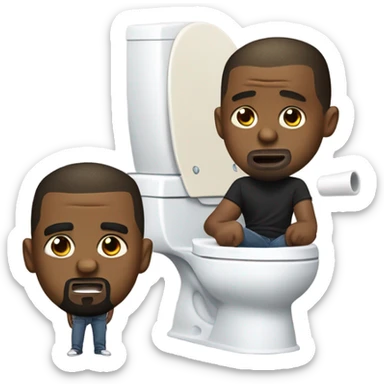 Kanye West with skibidi toilet sticker