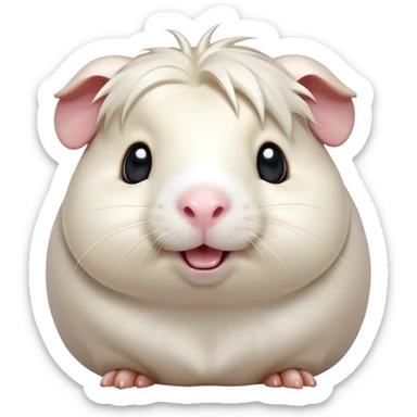 Cinematic Comical White Guinea Pig Portrait Emoji, Head tilted dramatically with an exaggeratedly amused expression, featuring a glossy, pristine white coat with an adorably scrunched face, wide, expressive dark eyes filled with playful disbelief, Simplified yet hilariously expressive features, highly detailed, glowing with a slightly sassy glow, high shine, dramatic yet playful, stylized with an air of cheeky mischief, bright and endearing, soft glowing outline, capturing the essence of a spirited and over-the-top guinea pig, so meme-worthy it feels like it could side-eye its way into internet fame instantly! sticker