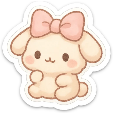 pastel pink bow, chibi style, soft fabric, cute and fluffy, kawaii style sticker