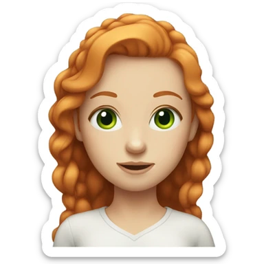 pretty ginger girl with green eyes and eyelashes  sticker