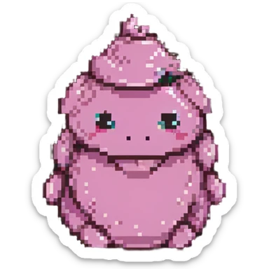 smiling pink poo with happy face sticker