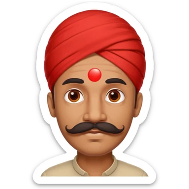 indian man with mustache red dot sticker