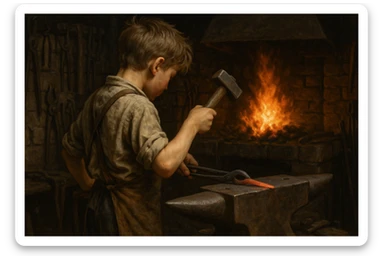 Sartaroshxonada ishlayotgan o'mirin yoshli bola yuzi ko'rinmasin sticker