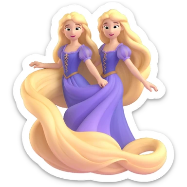 Disney Princess Rapunzel with extremely long flowing blonde hair sticker