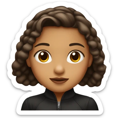 Una niña morena clara, cabello medio, color oscuro, ojos grandes y cafés y labios rojos  sticker