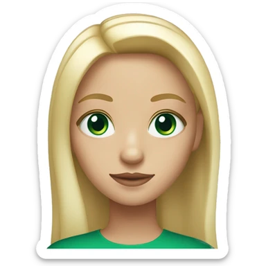 Girl with straight Blond hair and emerald green eyes sticker