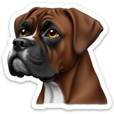 Dark brown boxer dog laying down sticker