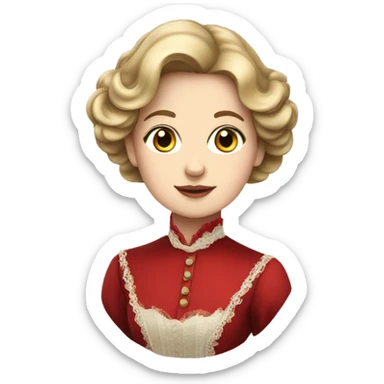 Dark blond hair in victorian lady with red dress sticker