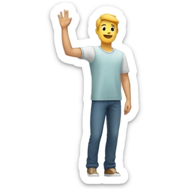 Man raising his arm up to the sky at an angle with his palm open and straight  sticker