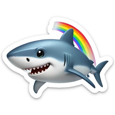 shark with a bow and rainbo sticker